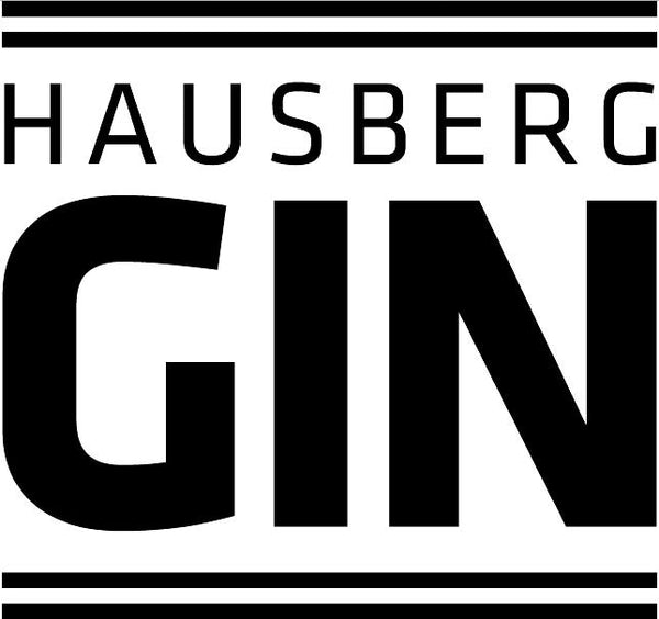 Logo der Marke Hausberg Gin mit schwarzer Schrift auf weißem Grund